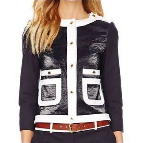 Michael Kors leatherette Cropped Blazer Navy 2 - Picture 1 of 12